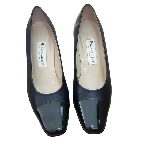 Etienne Aigner Women's Black Cap Toe Pull-On Pumps Shoes Size 10 - Picture 2 of 9
